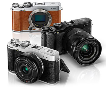 The compact Fujifilm X-M1 comes in the flavors black, chrome and brown.