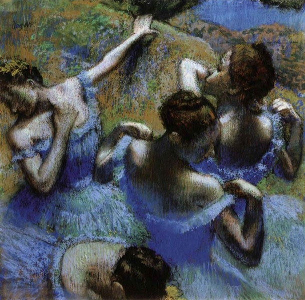 Edgar Degas' "Danseuses Bleues" painted in the second half of the 19th century...