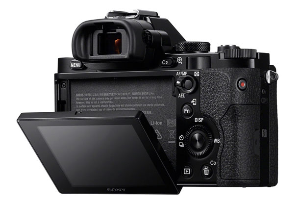 Sony A7R’s back with not too many, but all the essential controls and two-way tilting LCD.