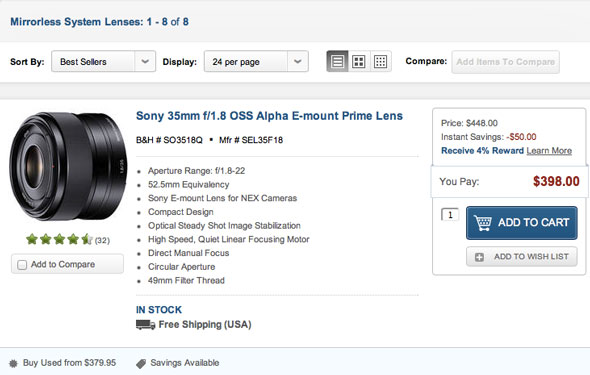 Sony E mount lens rebates...