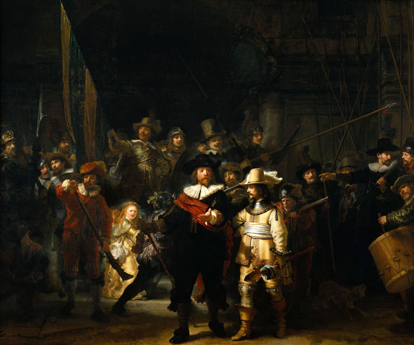 Like so many of us living in Southern Ohio, my 6-year-old niece would have had trouble maintaining good color balance in the shadow areas. |  Rembrandt / The Night Watch