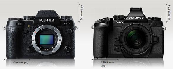 Fujifilm X-T1 vs. Olympus OM-D E-M1 | camerasize.com
