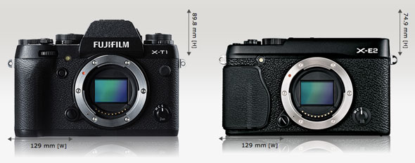 Fujifilm X-T1 vs. Fujifilm X-E2 | camerasize.com