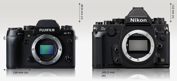 Fujifilm X-T1 vs. Nikon Df | camerasize.com