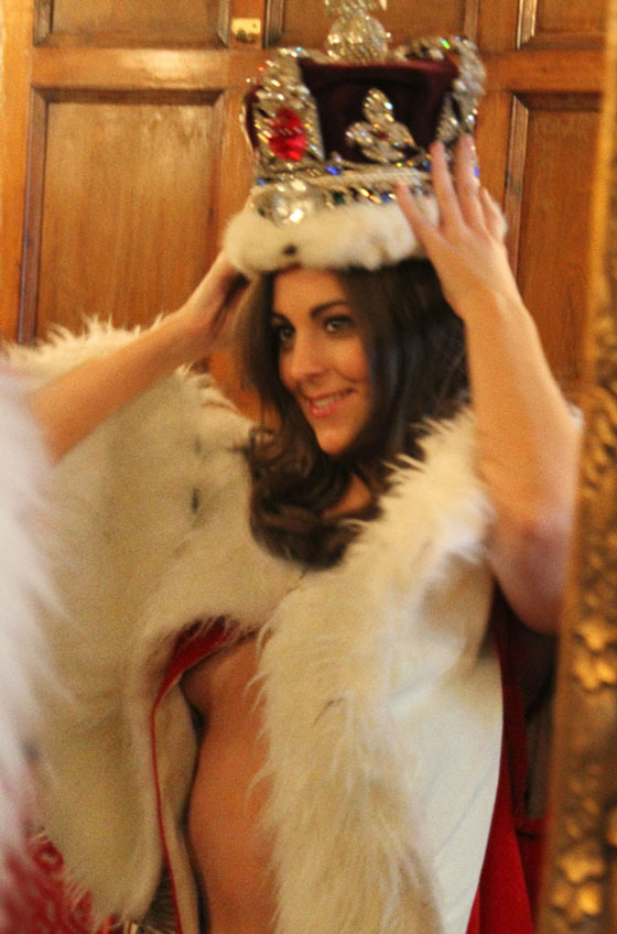 Kate Middleton tries on a crown for size. | Alison Jackson