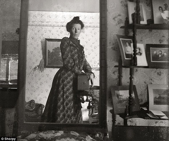A 1900 selfie from a Kodak Brownie.