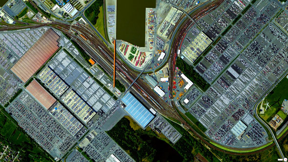 Bremerhaven is the largest car terminal in Europe. At any given moment, the German port contains between 60,000 and 80,000 vehicles. | Daily Overview 
