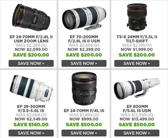 Click image to see all Canon lenses price drops.
