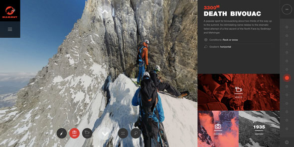 Watch with care, this virtual climb of dangerous Eiger North Face might lead to dizziness and acrophobia.
