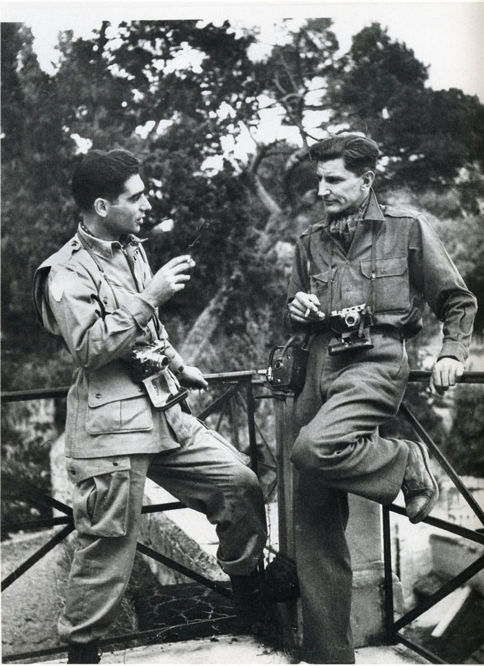 Robert Capa (left) and George Rodger sporting a parachute silk ascot.