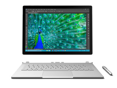 Microsoft's 2-in-1 hybrid Surface Book offers fully-fledged Windows 10 OS.